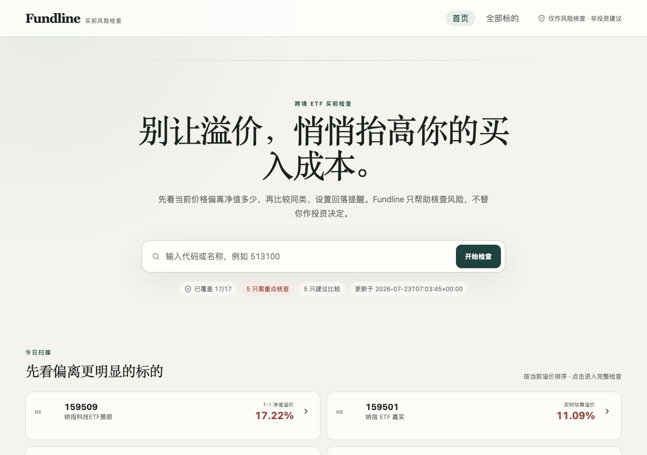 Fundline premium-risk check interface